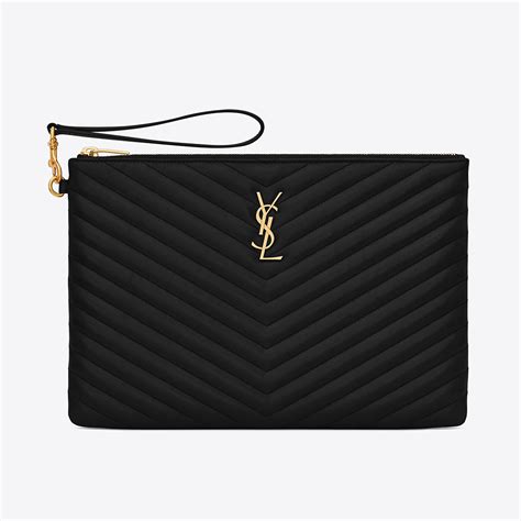 ysl monogram matelassé leather tablet pouch|Saint Laurent Monogram Matelassé Leather Pouch .